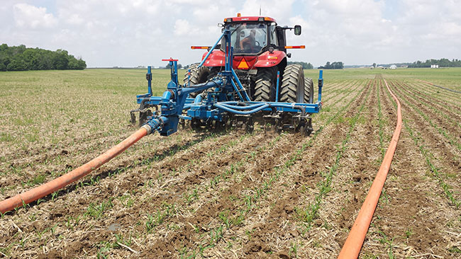 Side dressing growing crops with liquid manure - Manure ManagerManure ...